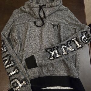 PINK Victoria's Secret Charcoal Knit Hoodie